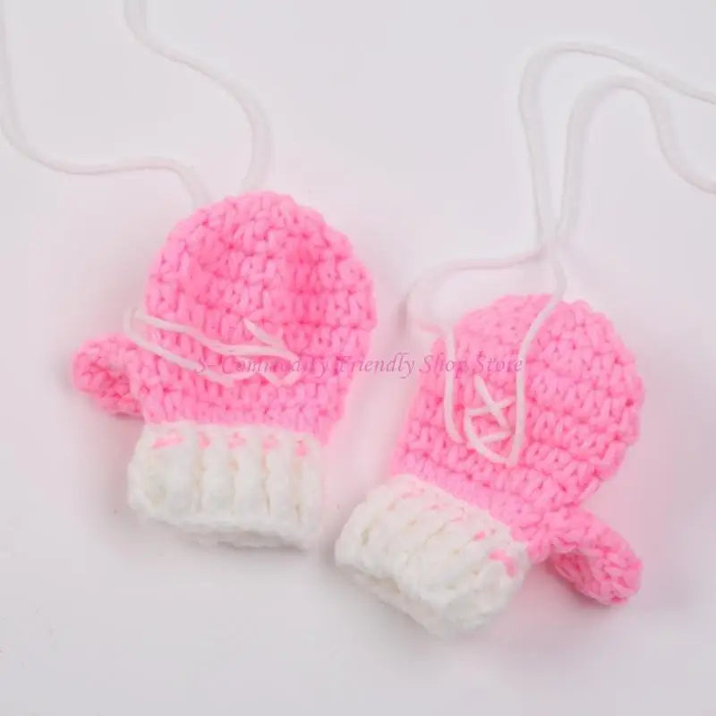 Newborn Photography Set Bath Gift Woven Photography Props Boxing King Blue Red Pink Boxing Suit Handmade Crochet