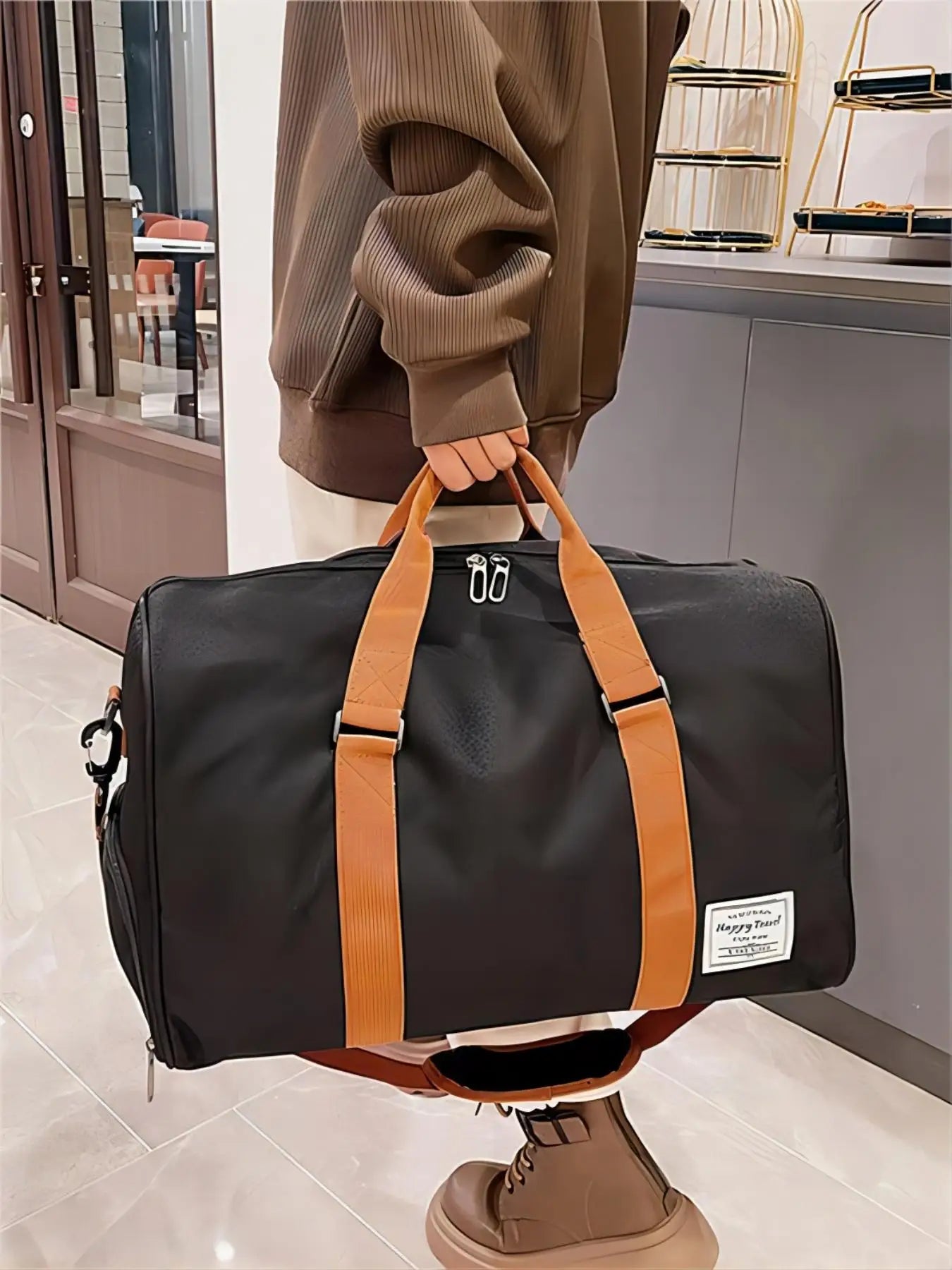 Men's Fashion Simple Duffle Bag Casual Large Capacity Sports Handbag Travel Bag Gym Bag Nylon Shoulder Bag Crossbody Bag