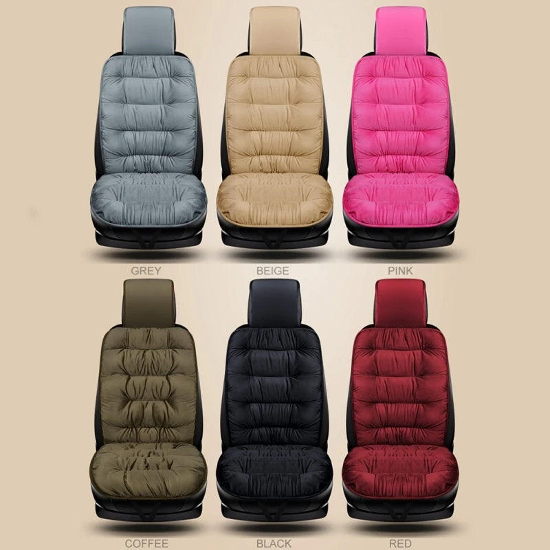 A Soft Plush Car Seat Cover, with Backrest Comfortable Car Seat Protection Pad, Universal Winter Warm Car Interior Accessories