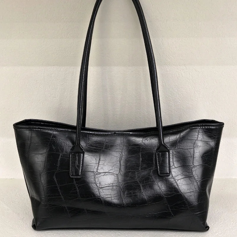 Luxury Vintage Crocodile-embossed Tote,women's Large-capacity Shoulder Handheld Bag,stylish Minimalist Casual Commuter Tote Bags