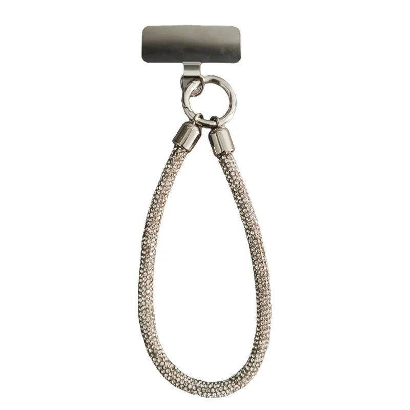 Luxury Full Diamond Phone Lanyard Universal Metal Clip Short Chain Handheld Wrist Flash Accessory for Mobile Phones