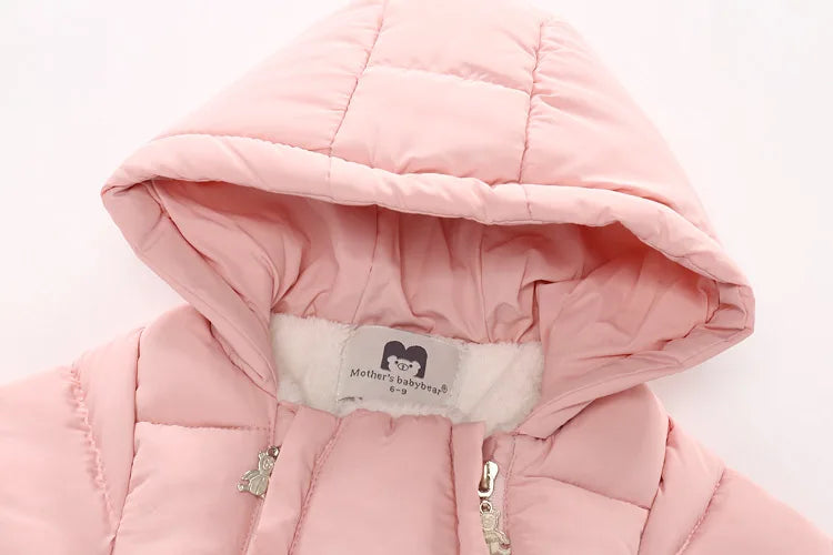 Ircomll Warm Infant Baby Jumpsuit Cotton Down Rompers Hooded Inside Fleece Boy Girl Winter Autumn Overalls Children Outerwear