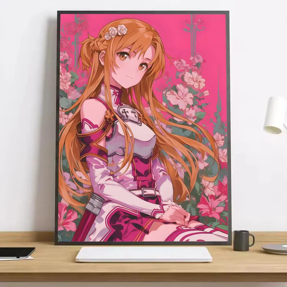 Anime Sword Art Online Kirito Asuna Painting Calligraphy HD Canvas Poster living room bedroom bar aesthetic decoration