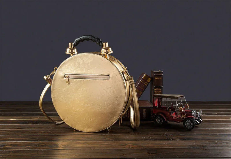 New Trendy Luxury Purses and Handbags for Women Vintage Clock-shaped Bag Round Shoulder Crossbody Tote Bag