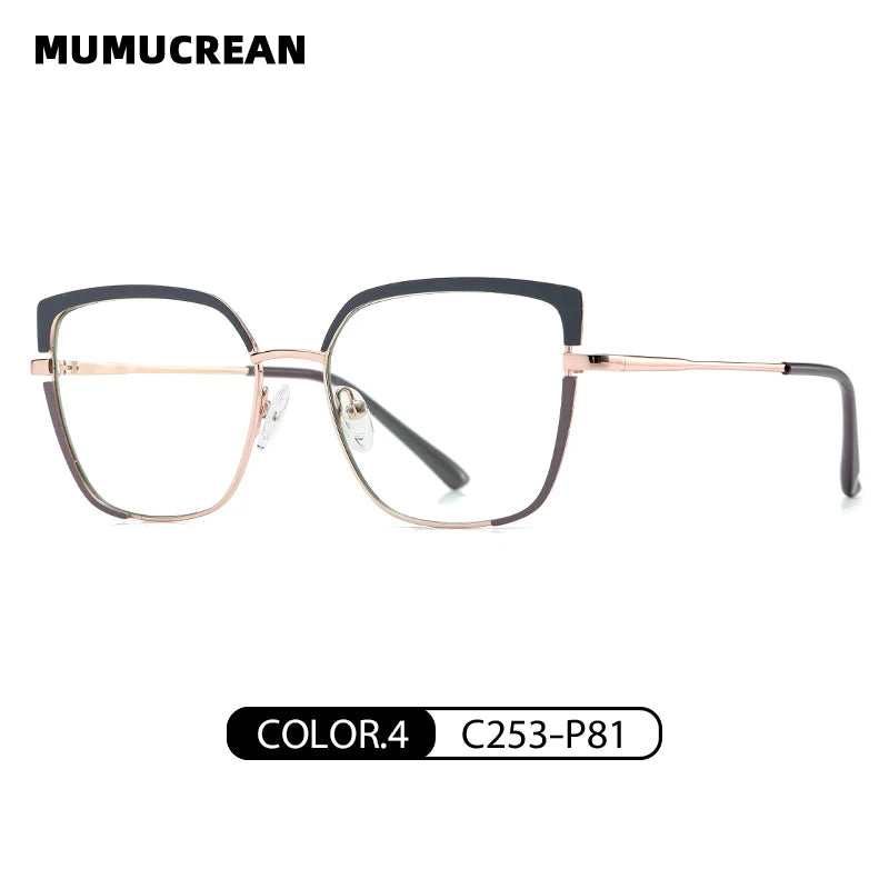 Fashionable anti-blue light glasses for women with a spring-legged metal frame in two colors; suitable for myopia.