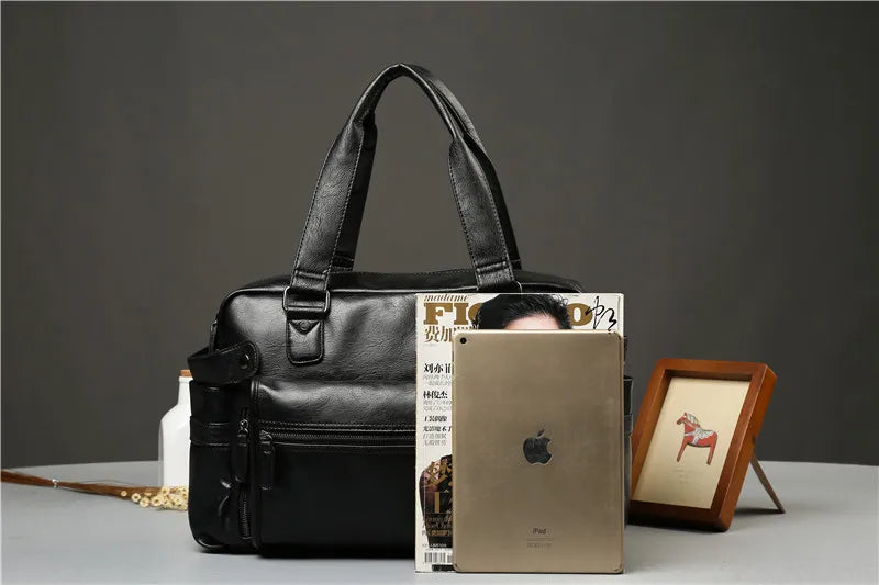 Luxury Crossbody Bags Men Handbag Large Capacity Travel Tote Soft PU Leather Business Men's Crossbody Bag Shoulder Messenger Bag