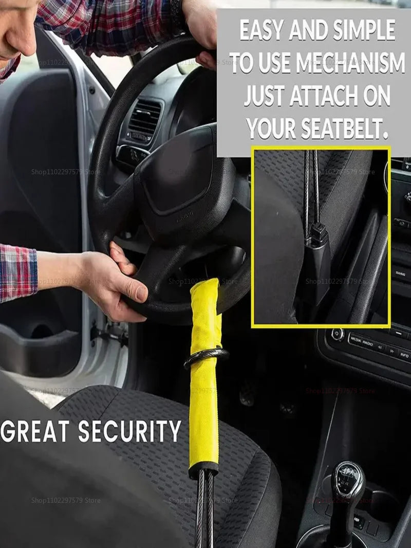 Universal Car Steering Wheel Lock Anti-Theft Device Seat Belt Wire Lock Vehicle Security Protection Car Anti-theft Device