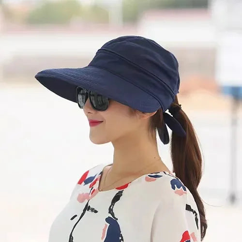 Sunscreen Folding Dome Outdoor Beach Travel Hiking Hats Fashion Sun Hat Women Girls Anti-Uv Female Visors Caps Golfing Cycling