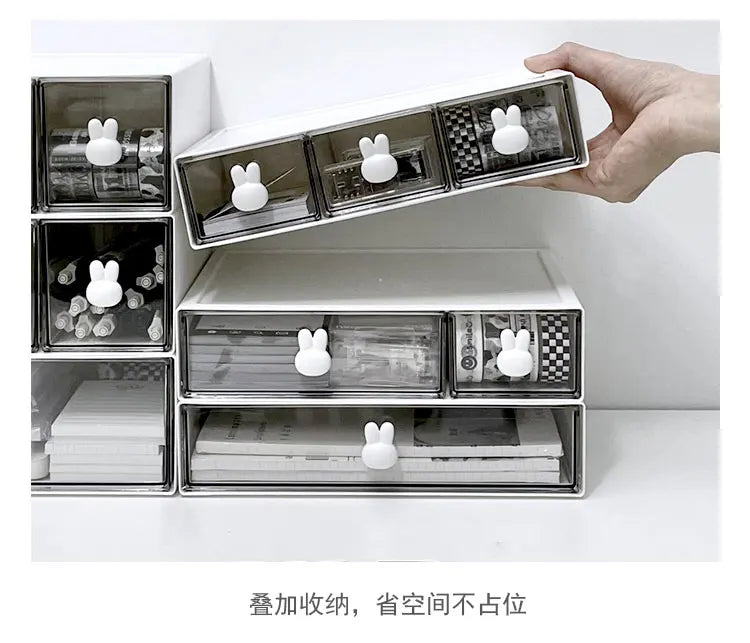 Desk Organizer 3 Layers Desktop Storage with Drawer Organizer Large Capacity Drawer Hairpin Makeup Cosmetics Jewelry Storage Box