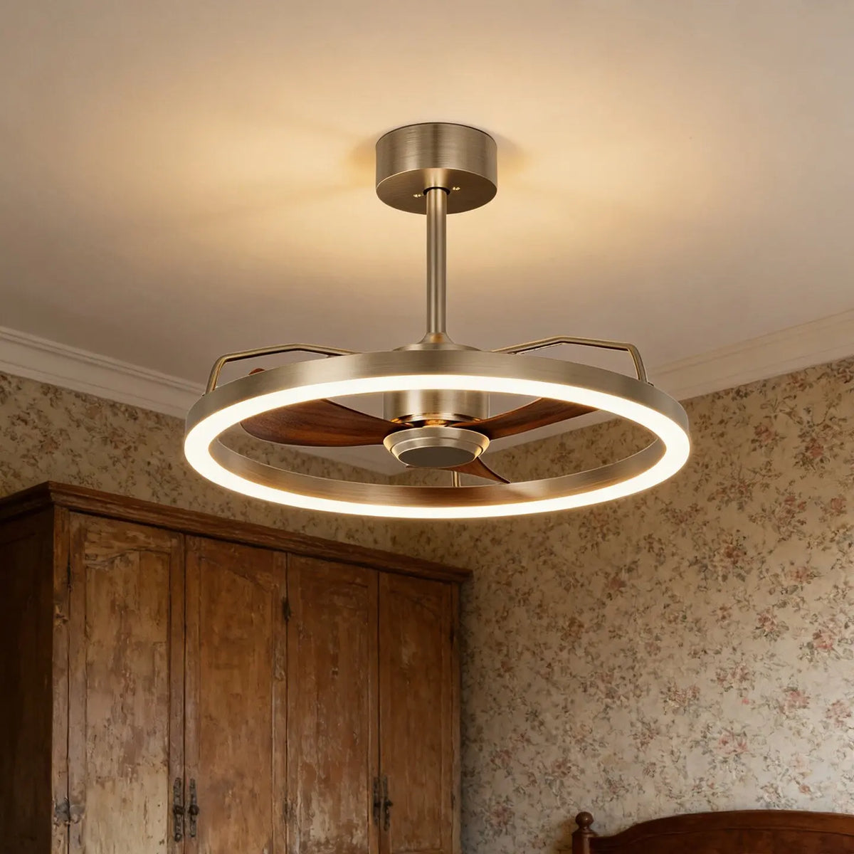 20" Ceiling Fan with LED Light Flush Mount DC Motor 6-Speed Remote Control Dimmable Fan Lamp for Home Kitchen Bedroom Living Roo