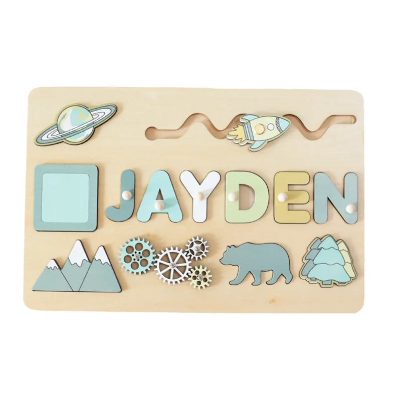 Montessori Personalised Wooden Puzzle Baby Custom First Name Puzzle Customization Letter Board Gift Child Jigsaw Educational Toy