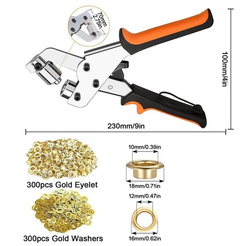 Grommet Tool Kit Grommet Press Punch Kits Grommet Machine Pliers Handheld Eyelet Kit For Tarp Fabric Leather Shoes Garden Tools