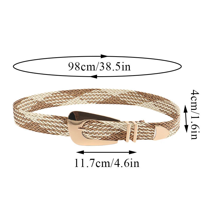 Fashion Women PP Straw Belt Bohemian Wide Elastic Waist Belt Braided Waistbelt Summer Casual Dress Waistband Apparel Accessories