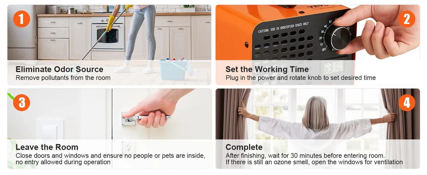 VEVOR Ozone Generator Commercial Ozone Generator Ozone Machine 12000 24000 36000mg/h Odor Remover with 0-120min Timer