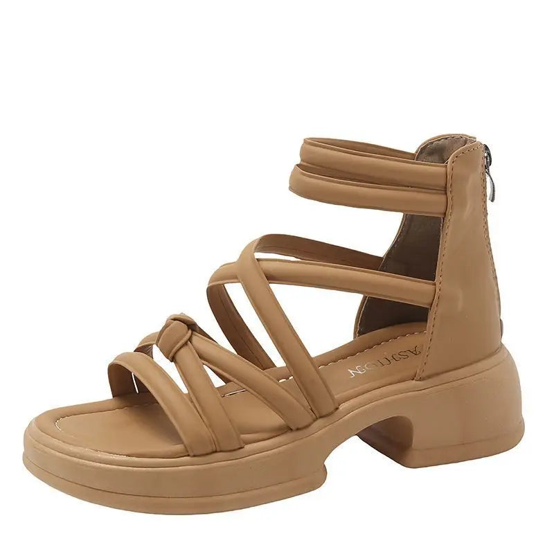 Summer Sandals New Fashion Simple Women's Shoes Breathable Non Slip Simple Roman Shoe Hollow Lightweight Retro 2025 Beach Shoes