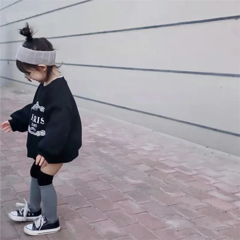 Fashion Baby Girl Boy Sweatshirt Infant Toddler Child Hoodie Fleece Casual Letter Print Top Outfit Baby Clothes 1-10Y