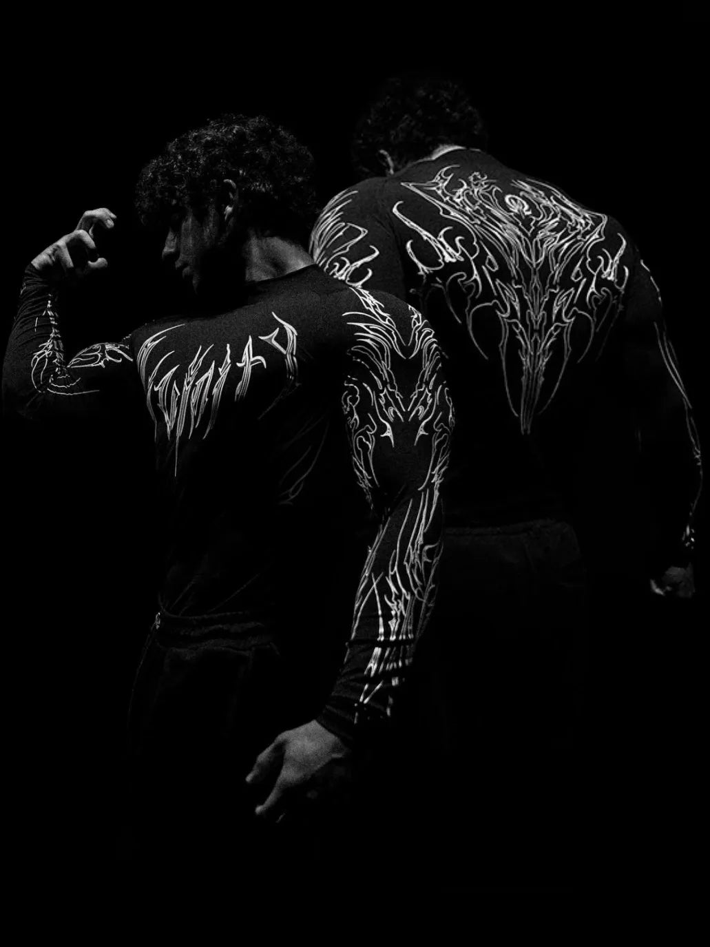 Men's High-neck Printed Tight-fitting Clothes For Fitness Training Quick-drying Clothes Elastic And Breathable For Exercise