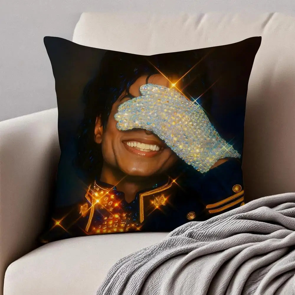 Pop Music M-Michael Jackson Cushion Cover Pillowcase Anti-dustmite Invisible Zipper Short Plush Sofa Cushion