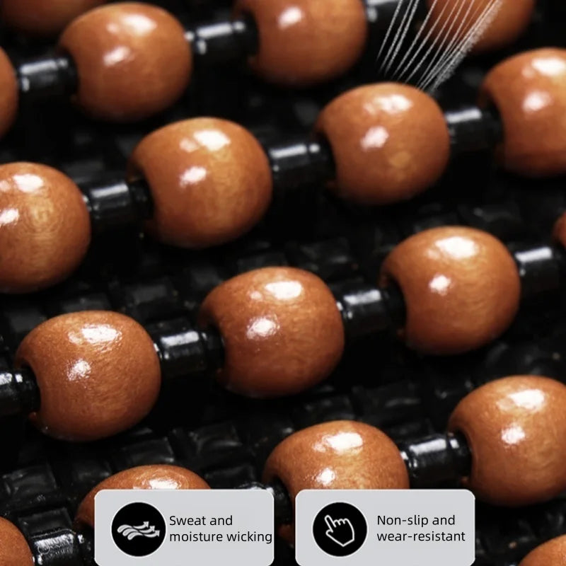 Cool Wooden Bead Car Seat Cushion Is Universal, Physical Cooling, Refreshing and Breathable, Non-Slip Base Cloth, Clothing Seat, 5 Colors Are Available
