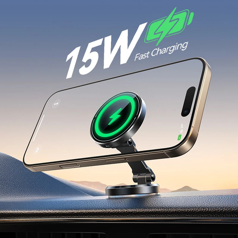 Joyroom Car Phone Holder Charger with Rotatable Charging Panel 15W Wireless Fast Charging Magnetic Phone Holder For iPhone 16-12