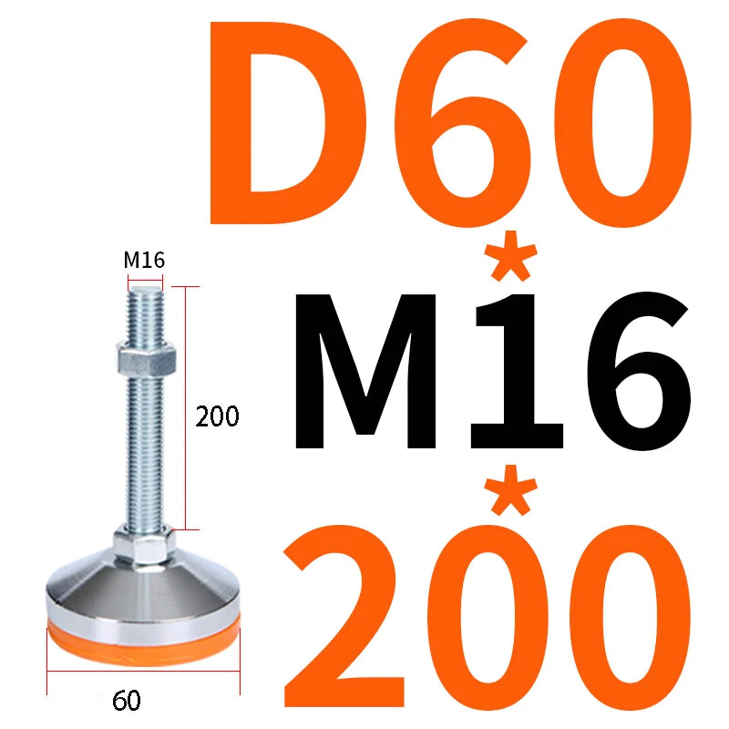 40 50 60 Heavy Metal Foot Cup/Fixed Foundation Screw/Adjustable Foot/Anti Slip Shock Absorber Support Foot M8 M10 M12 M14 M16