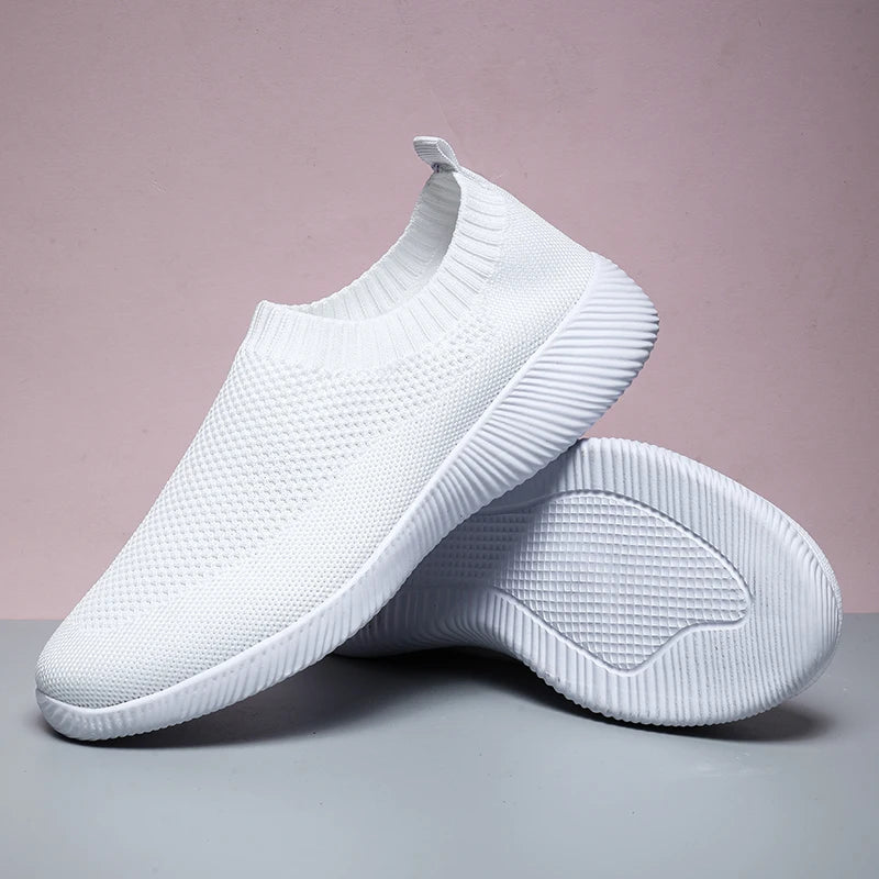 2024 Spring Women Shoes Knitting Sock Sneakers Women Flat Shoes Casual Breathable Sneakers Flats Walking Shoes for Women