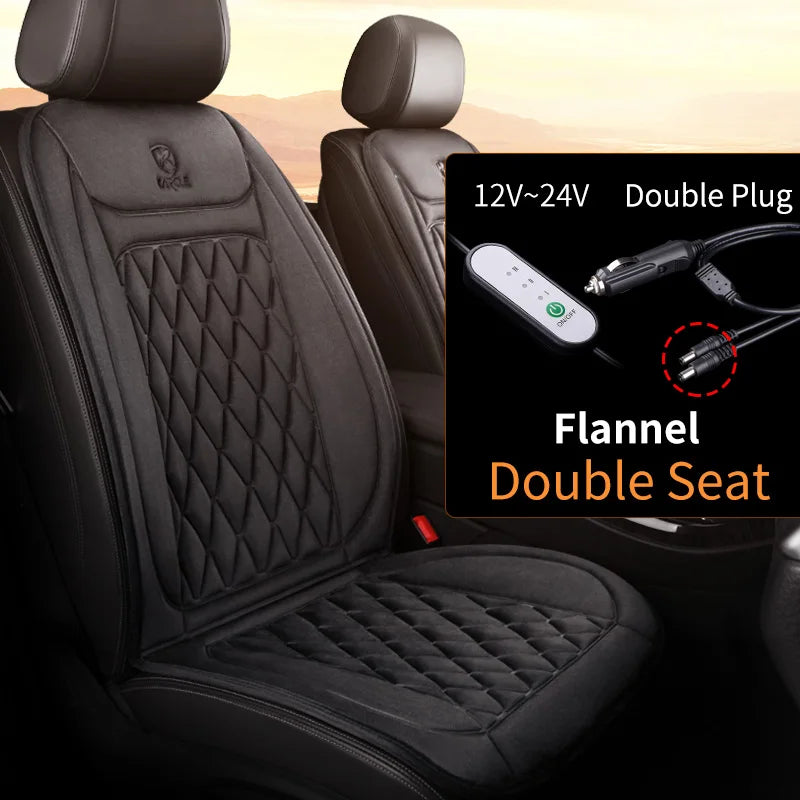 New Heated Car Seat Cover 12-24v Fast Car Seat Heater Cloth/Flannel Heated Car Seat Protector 25W Seat Heating Cover Car Seat