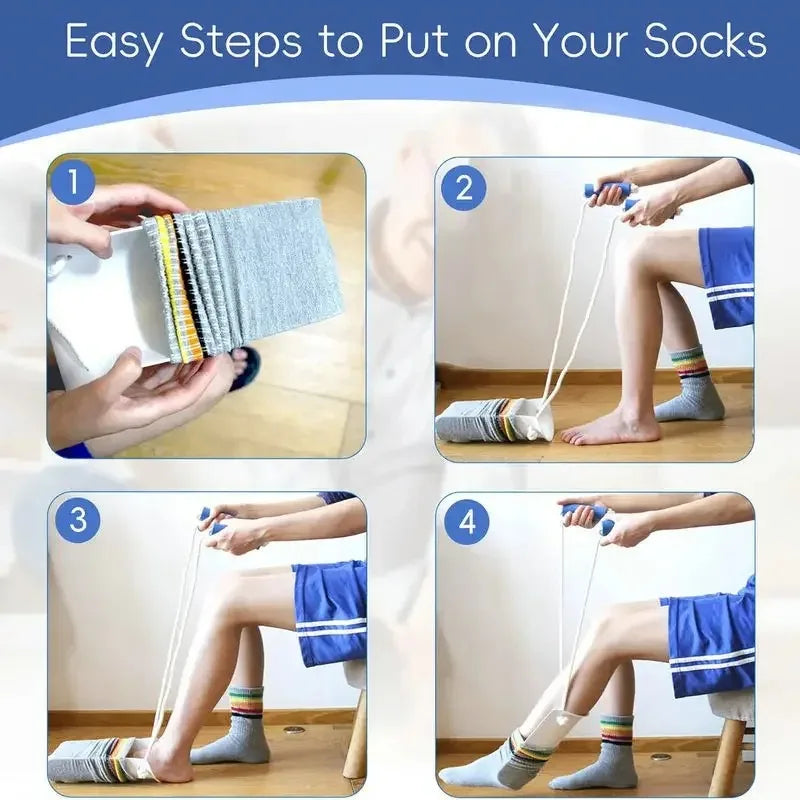 No bending Sock Aid Easy On and Off Stocking Slider Donner Pulling Assist Device Sock Helper Aid Tool Portable Sock Wearing