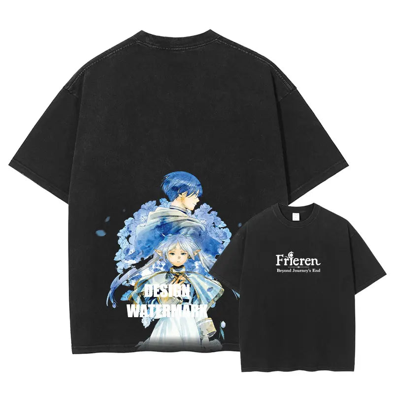 Frieren: Beyond Journey's End Anime Clothing Frieren Kawaii Tshirt Men Women T-shirts Washed Cotton T Shirt Harajuku Male Tops