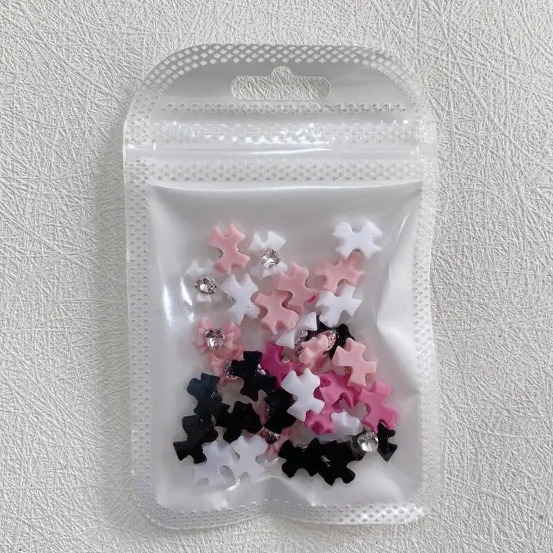 10pcs Resin Bow Nail Art Decoration With Heart Crystal Rhinestones Pearls Accessories For Nails Art Decoration Supplies