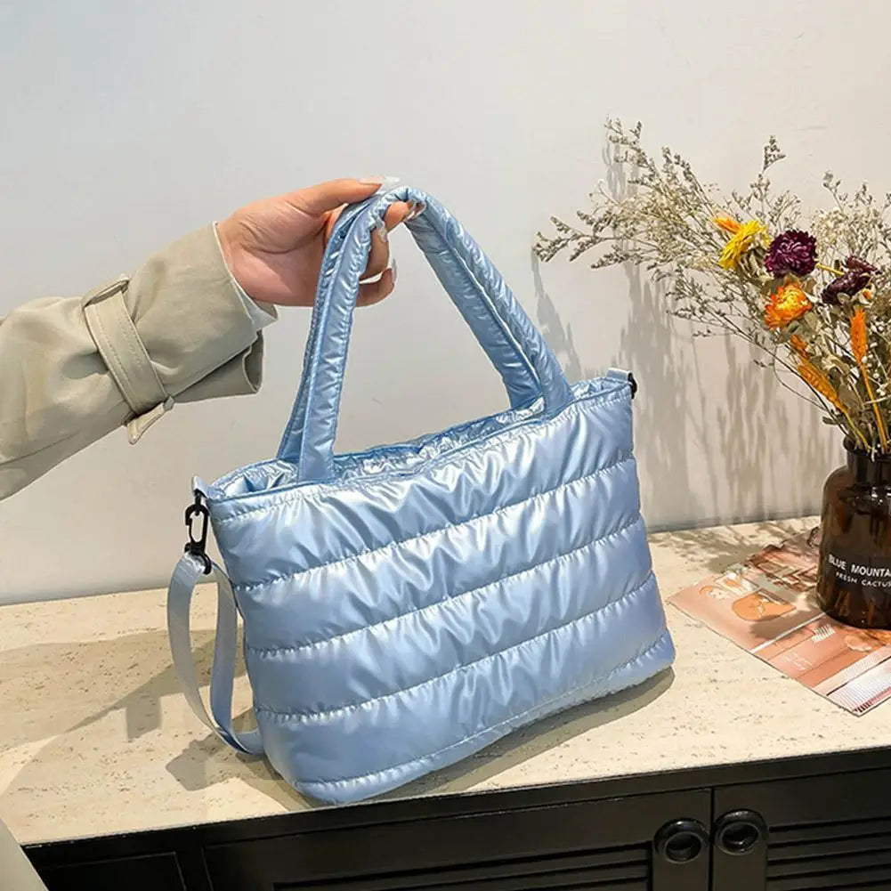 Large Tote Padded Handbags Designer Quilted Women Shoulder Bags Luxury Nylon Down Cotton Crossbody Bag Winter Tote Big