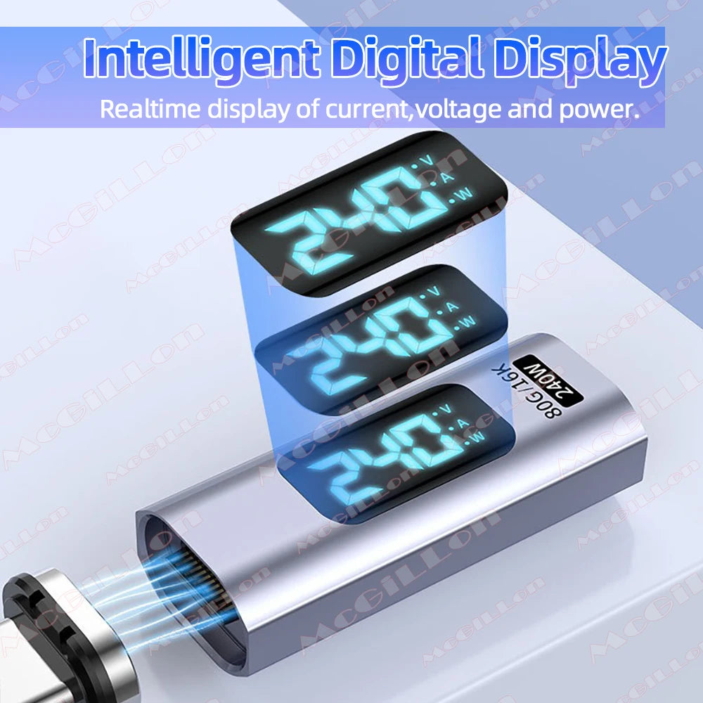 USB4.0 80Gbps 240W Thunderbolt 5 Magnetic Adapter Type C To USB C Fast Charge Magnet Converter Cable 16K@60Hz 5A Type C Adapter