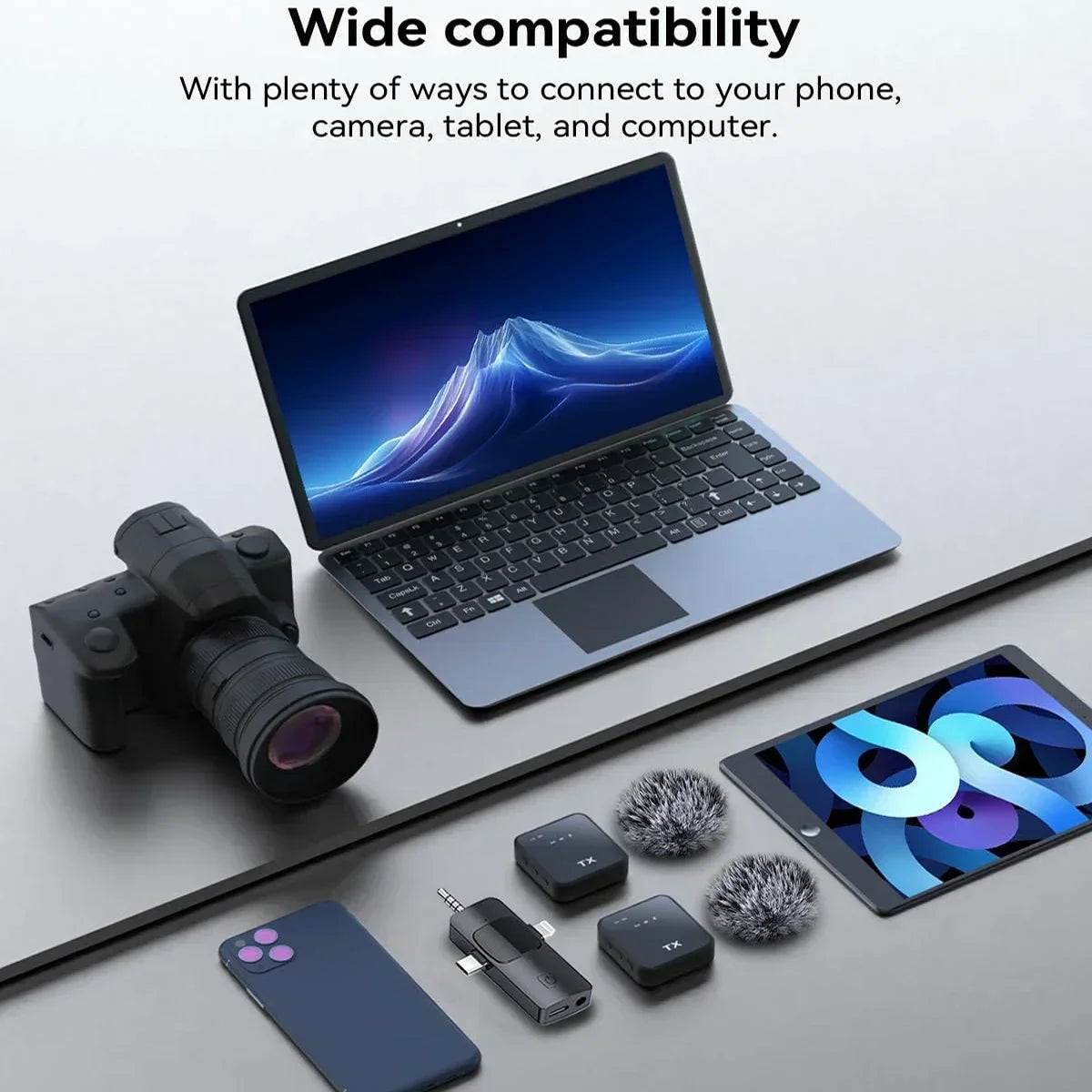 3in1microphone for IOS/Android Wireless Lavalier Microphone Video Recording Noise Reduction Live Streaming Clip-on Microphone