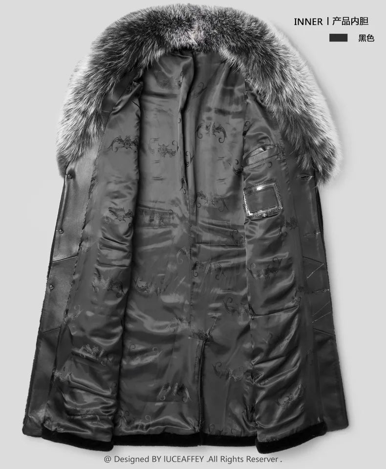 2024  Men's Imitation Fur Liner Winter Warm New Fur One-piece Coat Imitation Mink Fleece Mid-length Fur Coat  Men Jacket