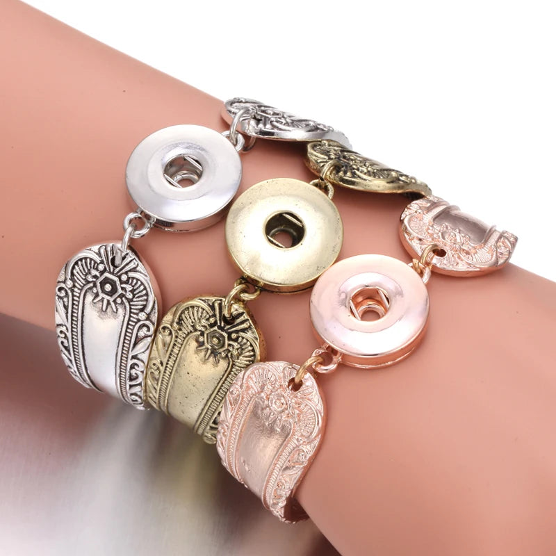10pcs/lot Wholesale Metal 18mm Snap Button Bracelet Bangles Silver Gold Color Snap Bracelet Fit 20mm 18MM Snap Buttons Jewelry