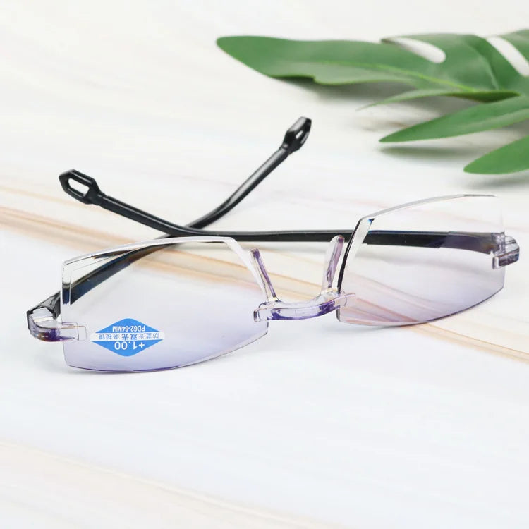 Intelligent Zoom Anti-blue Light Frameless Frame Cutting Edge Reading Glasses Men And Womean