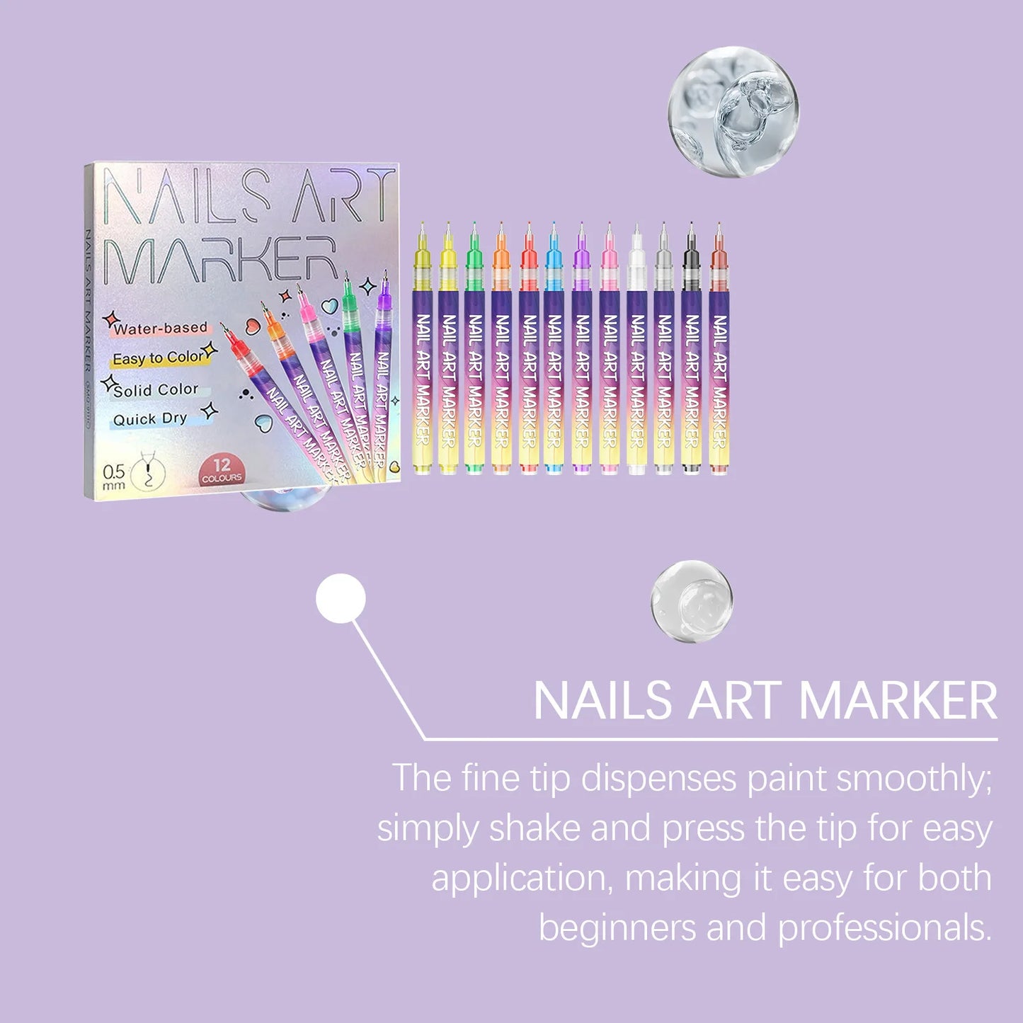 Multi-Color DIY Nail Art Pens Line Drawing and Detailing Tools for Nail Art Ideal for Manicure Nail Designs and DIY Nail Art Kit