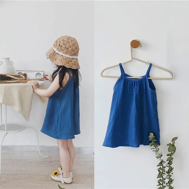 Cute Cotton Baby Dresses One-piece Summer Beach Sundress Muslin Dress for Girls Christening Carnival Costume Baby Newborn Items