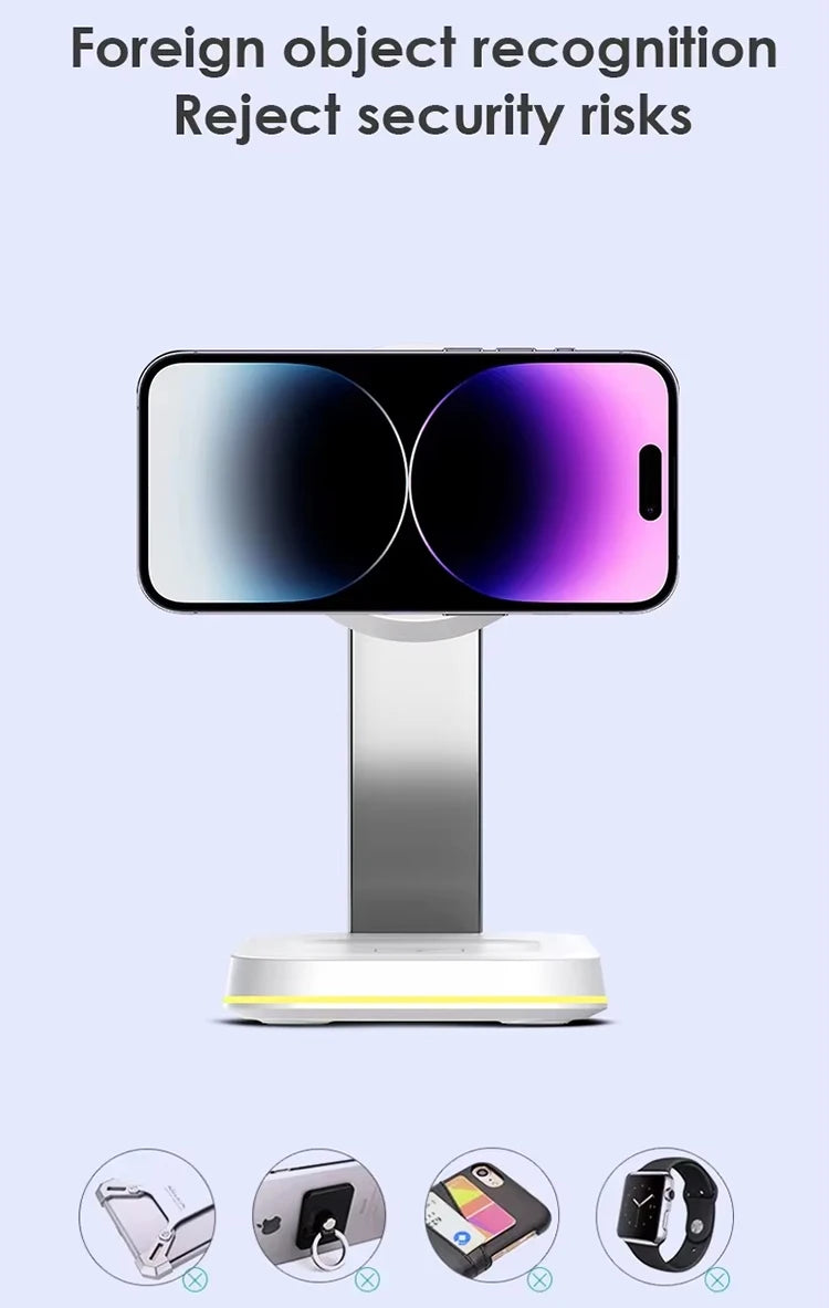 3 in 1 30W Smart Watch Earphone for iPhone 17 16 15 14 13 12  Fast Universal Magnetic Phone Stand Wireless Charger StationHolder