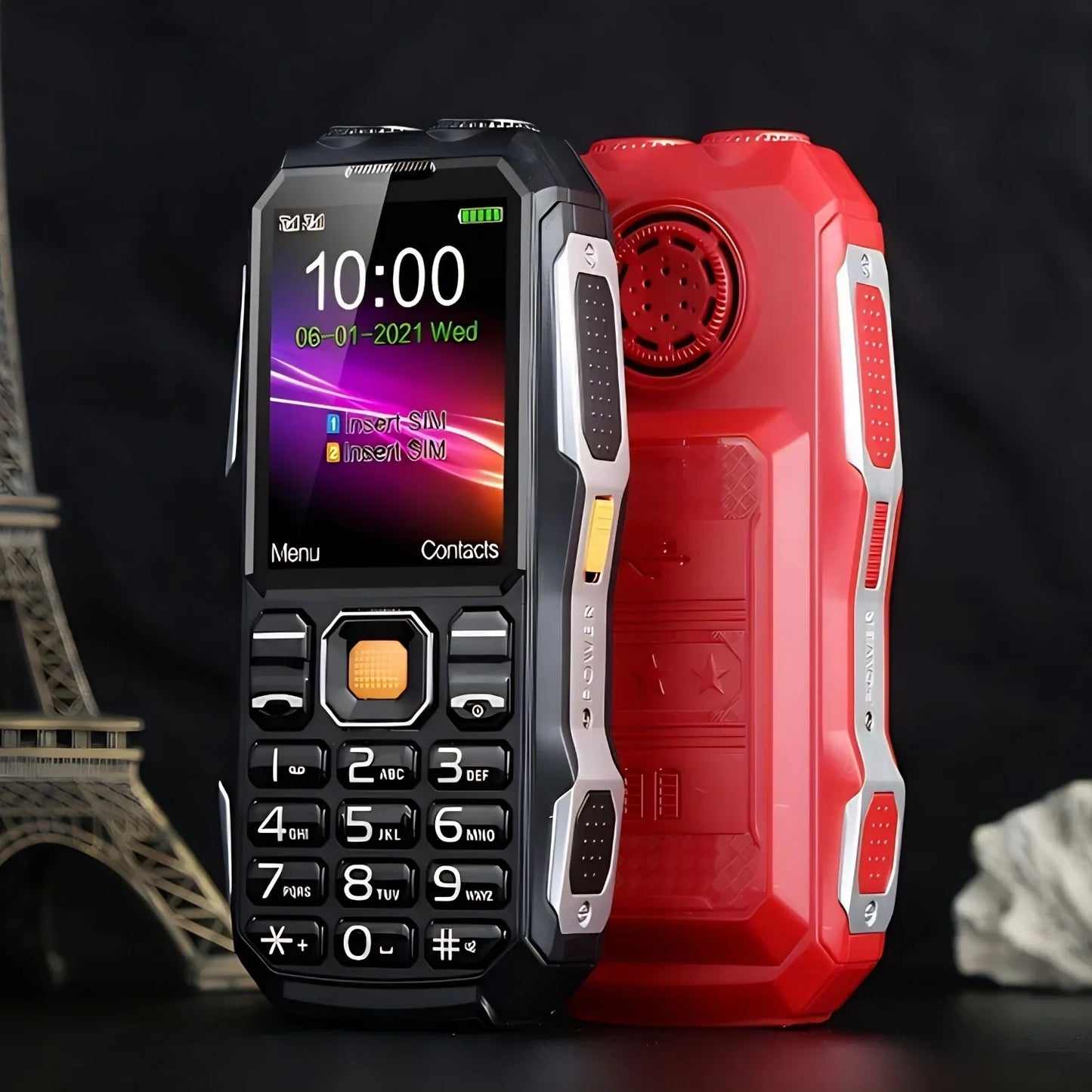 Low Price Rough Phone Big Battery Push-Button Quick Call 3 Sims Loud Speaker Two Torch GSM 2G Large Display Durable Senior Phone