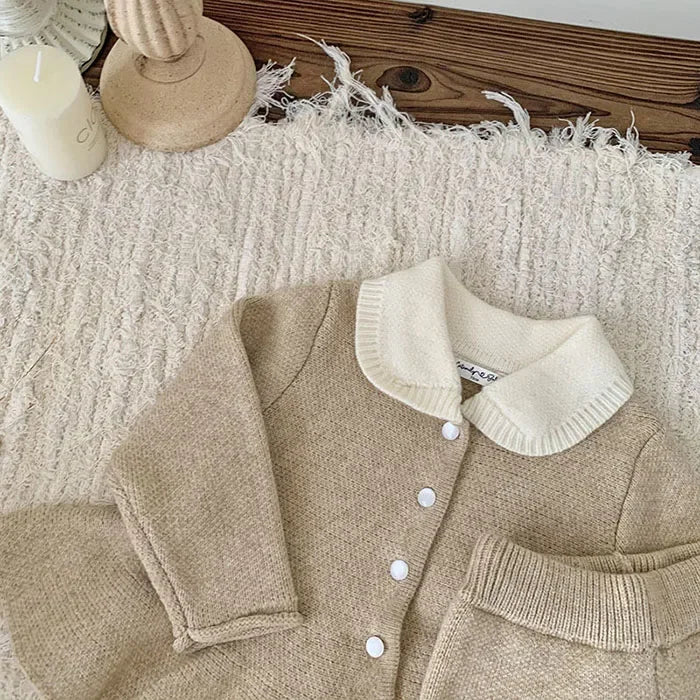 2024 New Autumn Winter Infant Baby Girls Clothing Set Long Sleeved Knitted Cardigan+Shorts Toddler Baby Knitted Clothes Suit