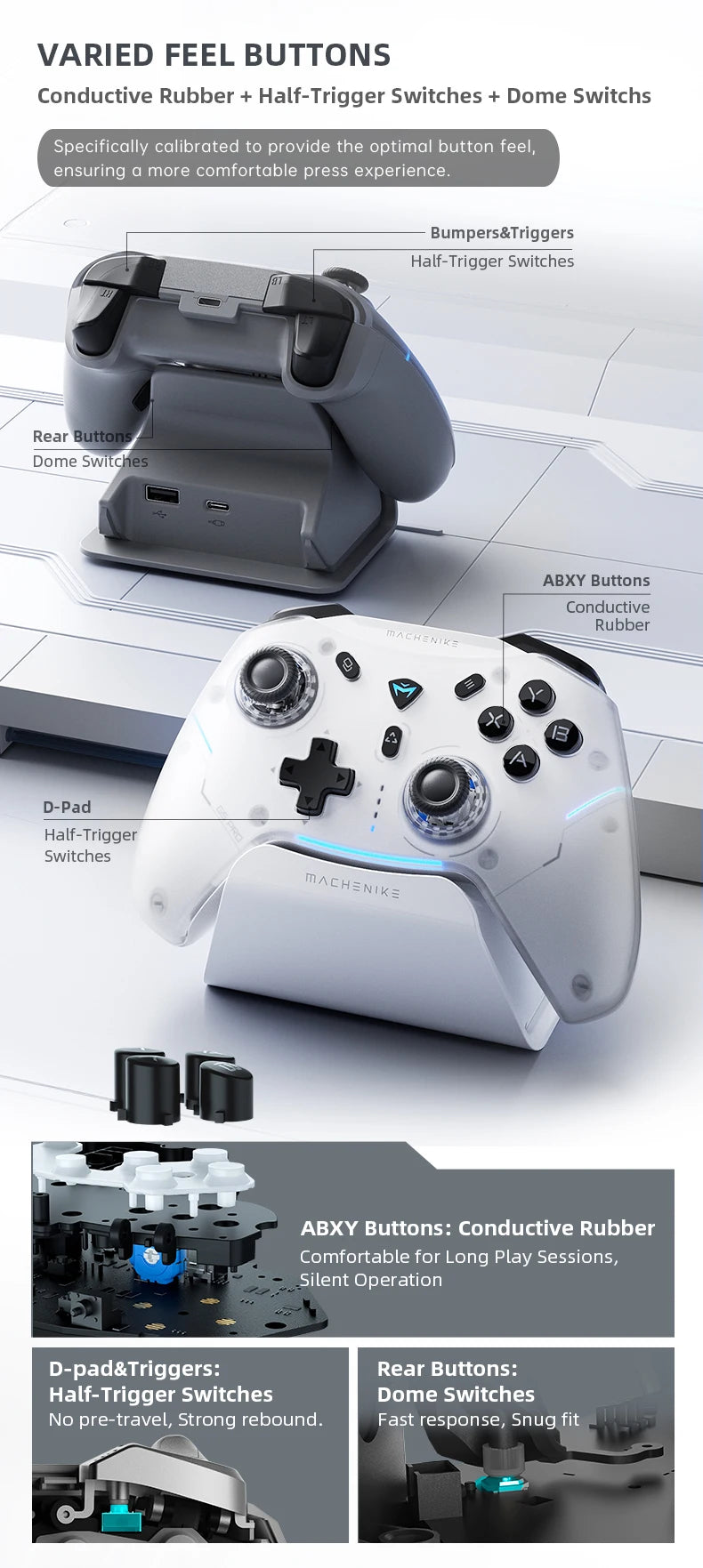 MACHENIKE G5Pro Max SE Gaming Controller Charging Dock Optional Hall Effect Joysticks Triggers RGB Light Wireless Gamepad