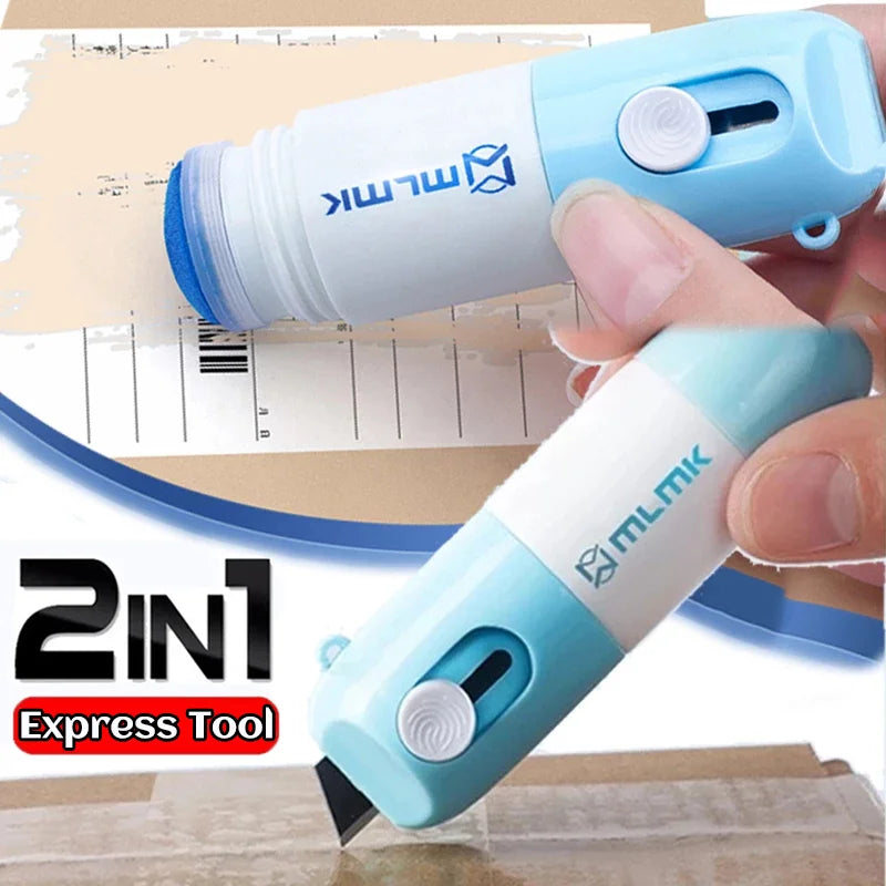 2 In 1 Thermal Paper Correction Solution & Parcel Box Opening Knife Home Office Identity Data Security Protection Liquid Eraser