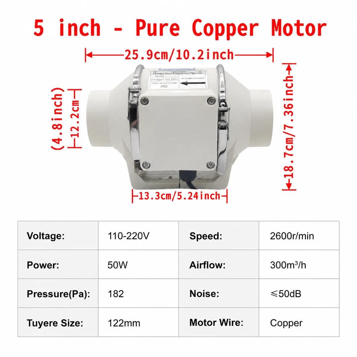 4/5/6 Inch Exhaust Flue Fan Remote Control Mixed Flow Inline Fan 220V High Speed Quiet Exhaust Fan For Home Vents