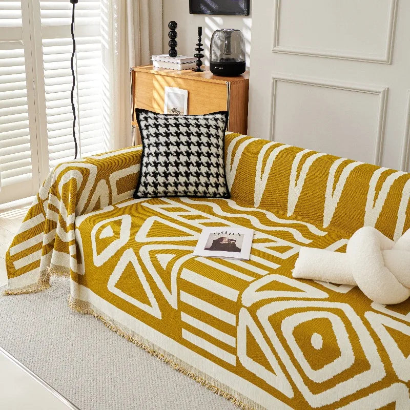 Bohemia Jacquard Slipcover Chenille Sofa Cover with Tassels Sofa Towel Living Room Camping Multipurpose Blanket Furniture Decor