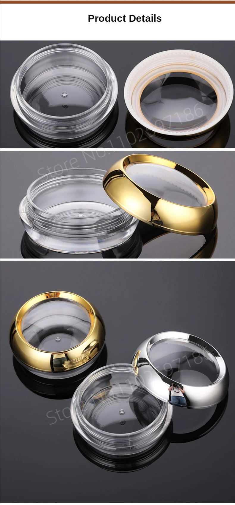 Capsule Bottles Gold Cap Silver Split Pills Acrylic Cream Jar Eyeshadow Sub Travel Box Empty Plastic Portable Storage Containers