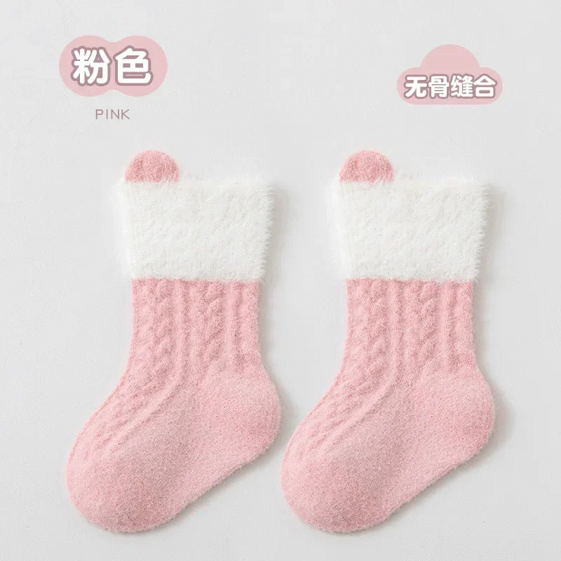 Autumn Winter Baby Socks Fleece Thickened Newborn Children Socks Warm Mid-Tube Kids Socks For Boys And Girls Baby Clothing Gifts