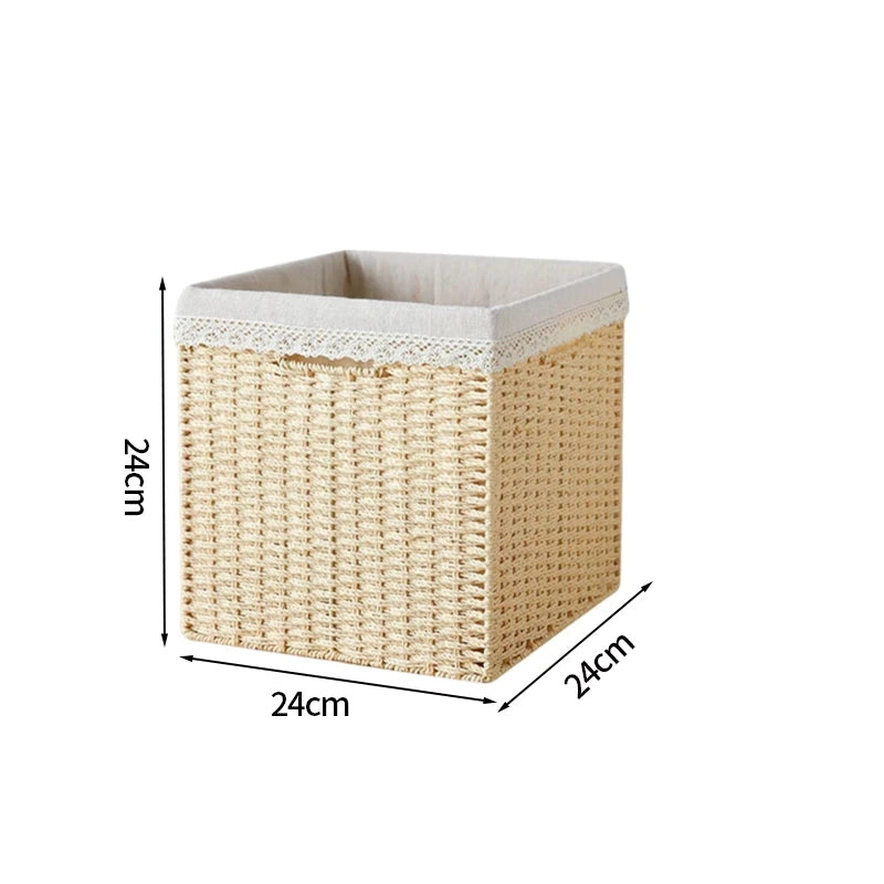 Home Woven Storage Basket Large Capacity Laundry Baskets Sundries Wardrobe Closet Organizer Clothes Toys Decor Panier Rangement