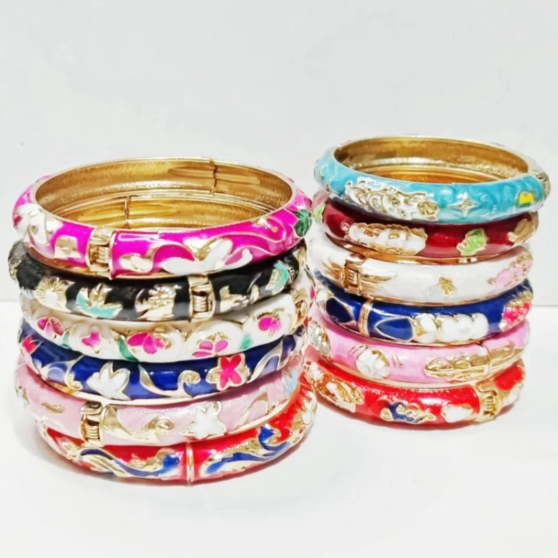 Wholesale 12 pcs （6 sets）Vintage mixed style enamel pattern alloy Mixed Adults and children bracelet