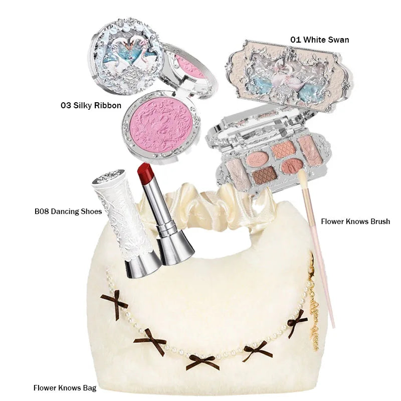 Makeup Set Flower Knows Strawberry Cupid Collection 6 Color Eyeshadow Palette Embossed Blusher Shine Lipstick Kit Maquiagem